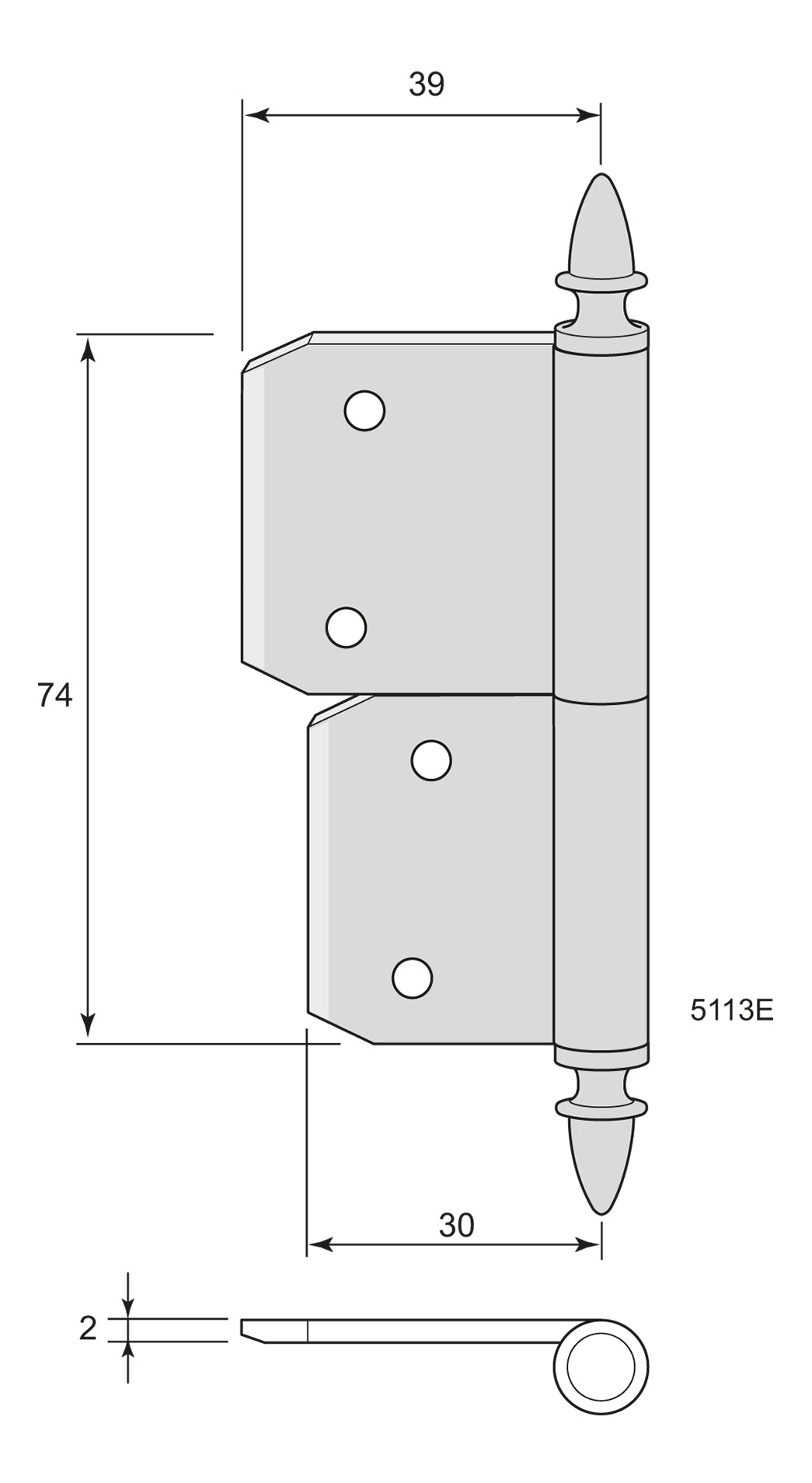 Insticksgångjärn 5113 (H74)