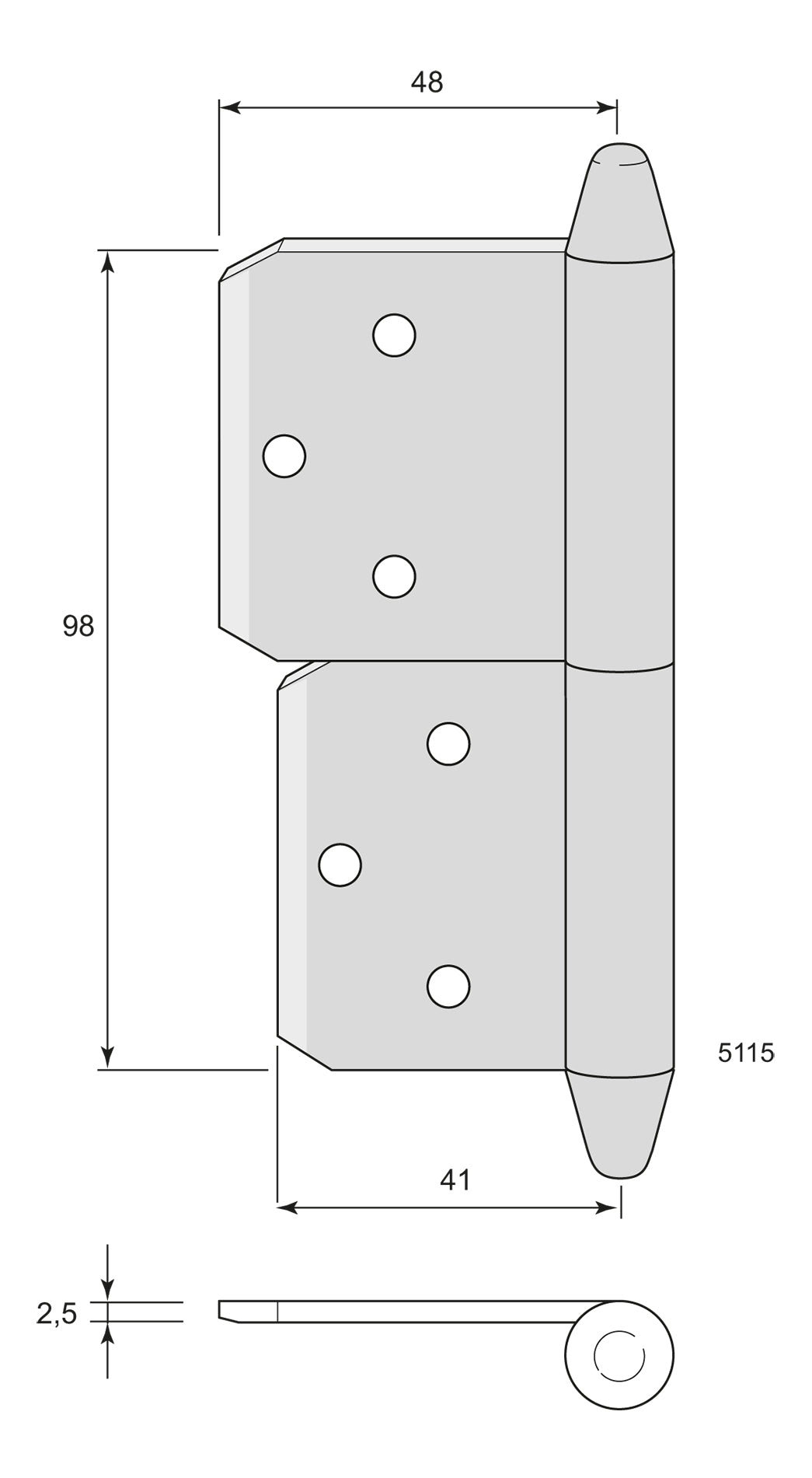 Insticksgångjärn 5115 H98