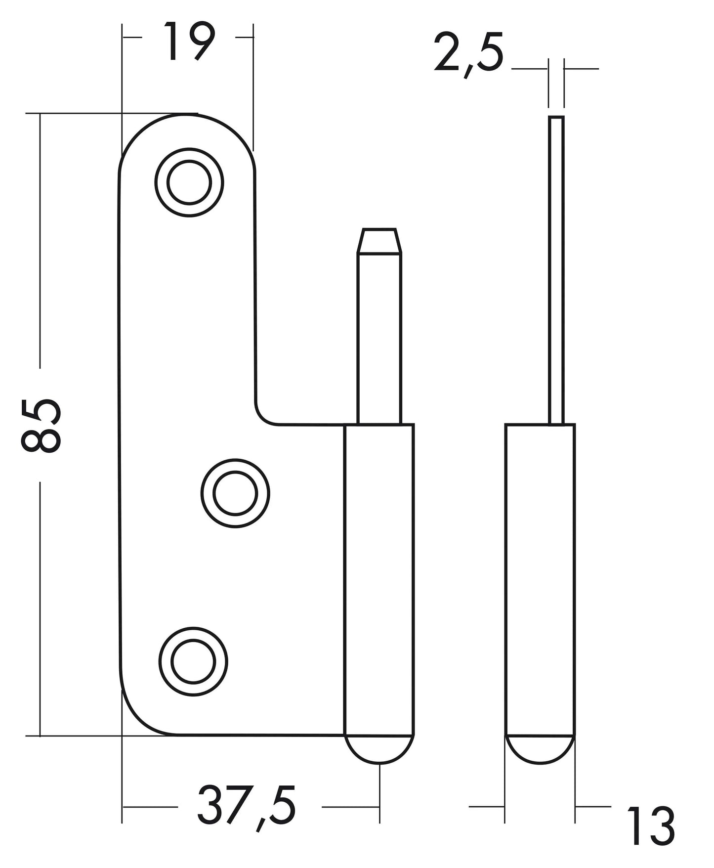 Galvanized hinges 1225 (H85 B74)