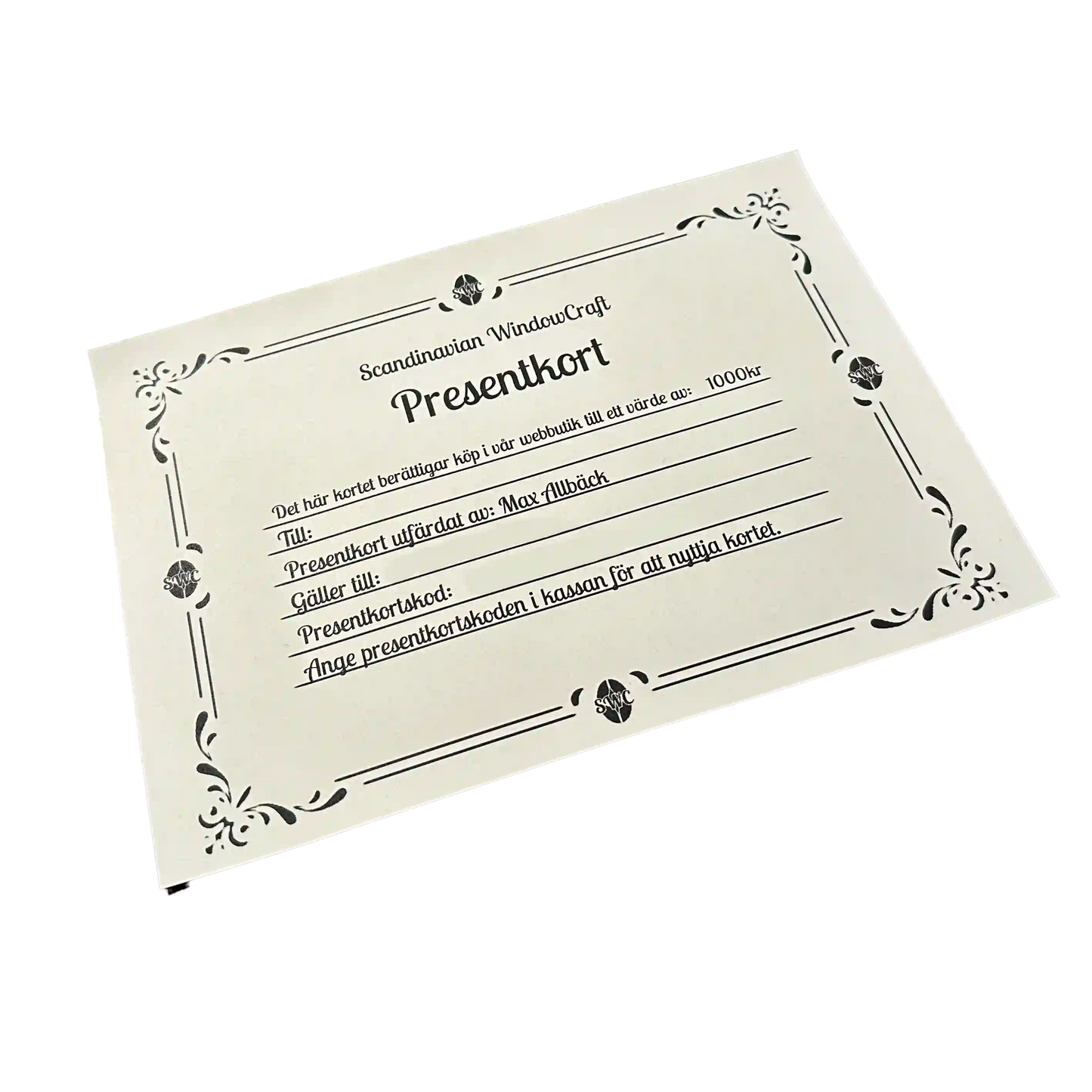 Presentkort Scandinavian WindowCraft